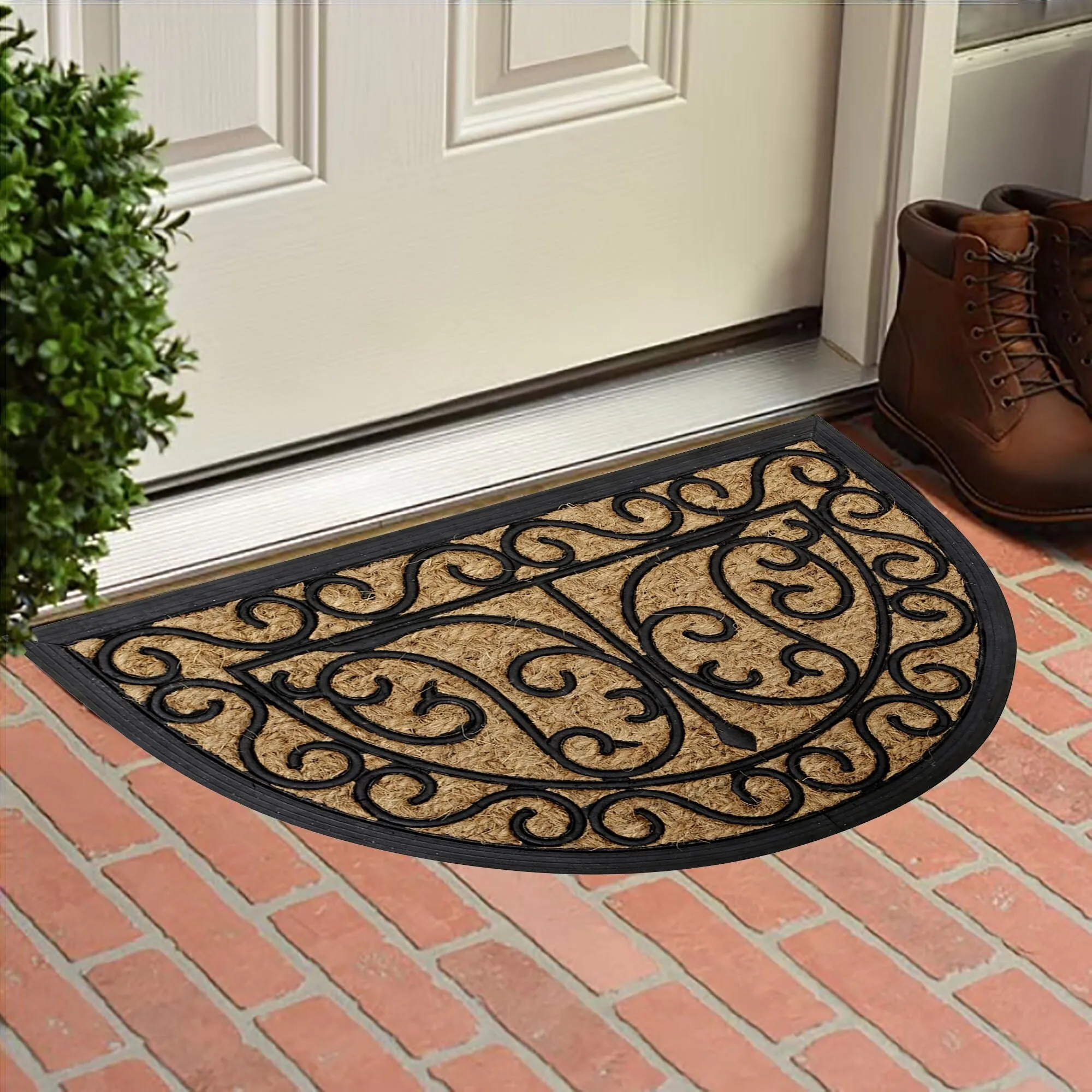 Half Circle Door Mat 24x16 Inch - 16 W x 24 L x 1/4 H