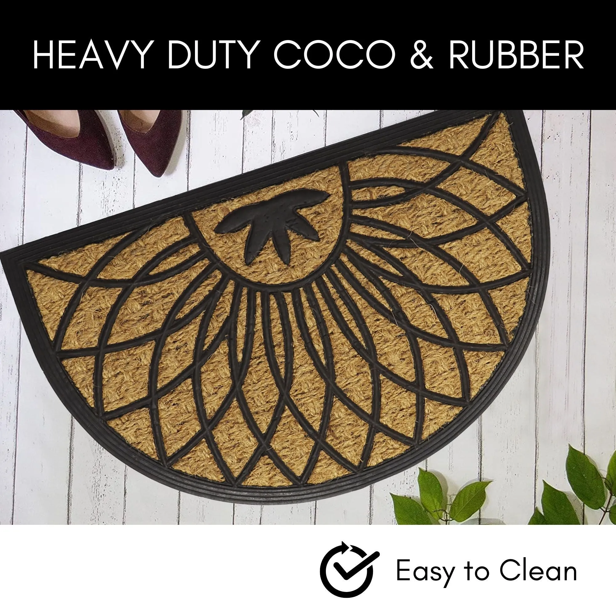 Half Circle Door Mat 24x16 Inch - 16 W x 24 L x 1/4 H