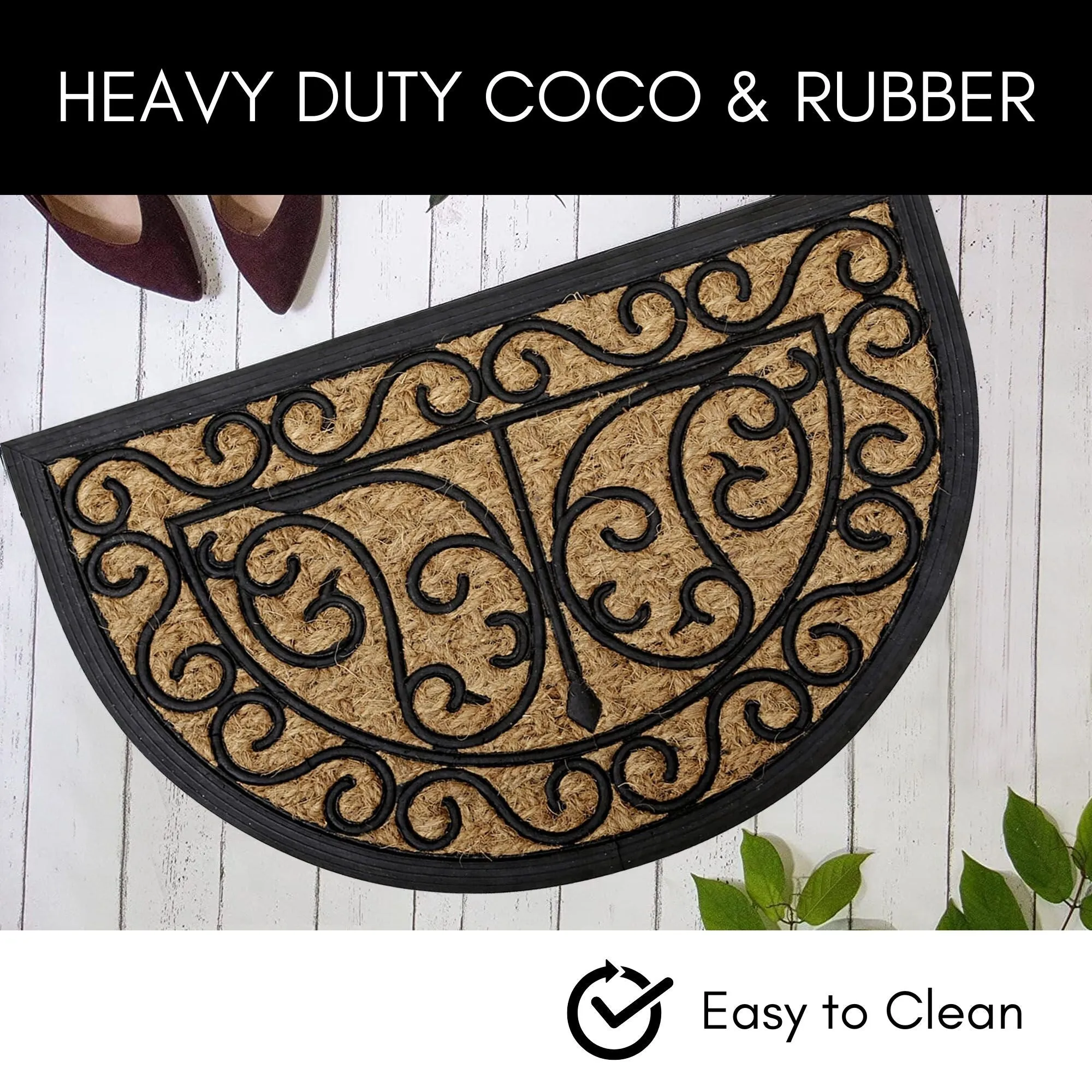 Half Circle Door Mat 24x16 Inch - 16 W x 24 L x 1/4 H