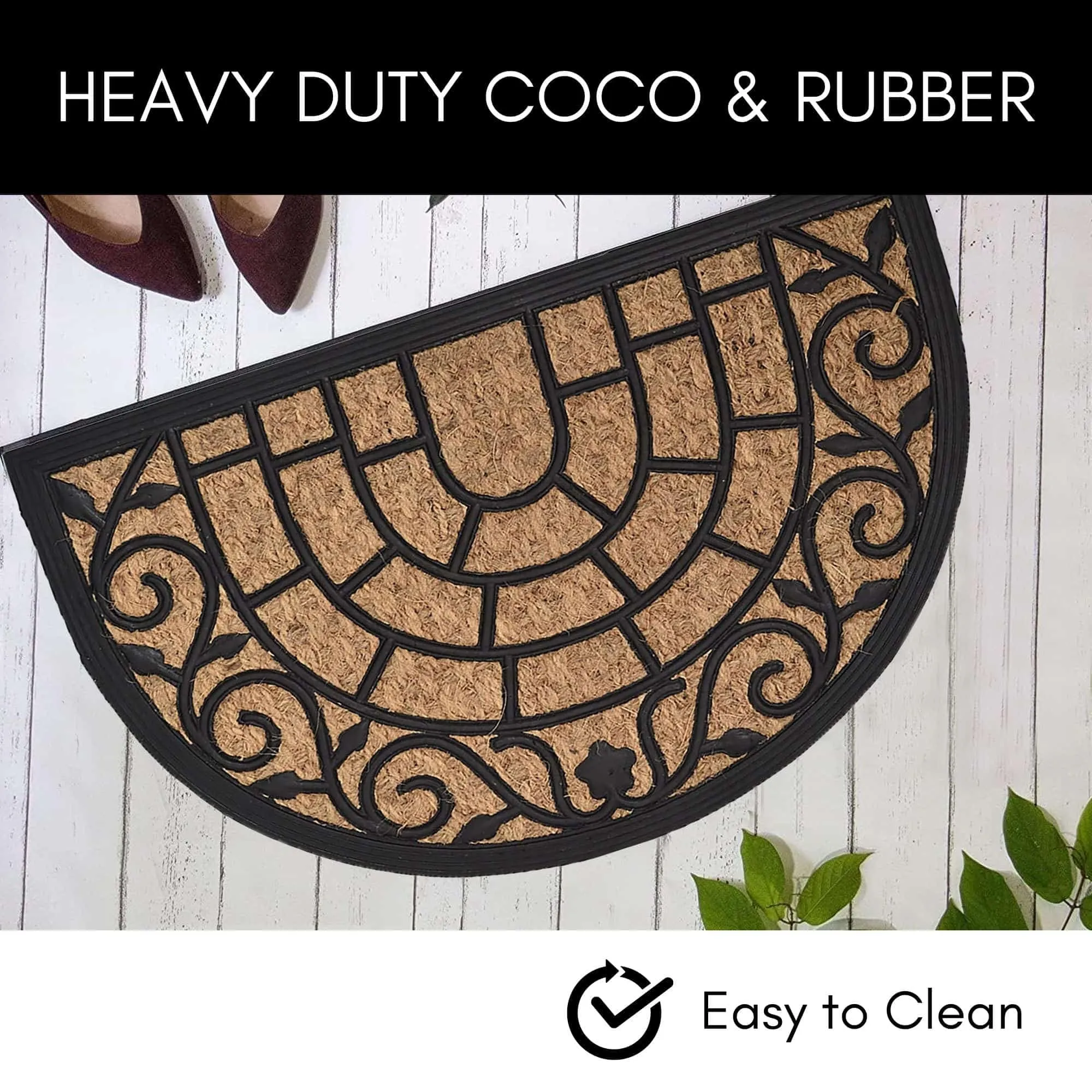 Half Circle Door Mat 24x16 Inch - 16 W x 24 L x 1/4 H