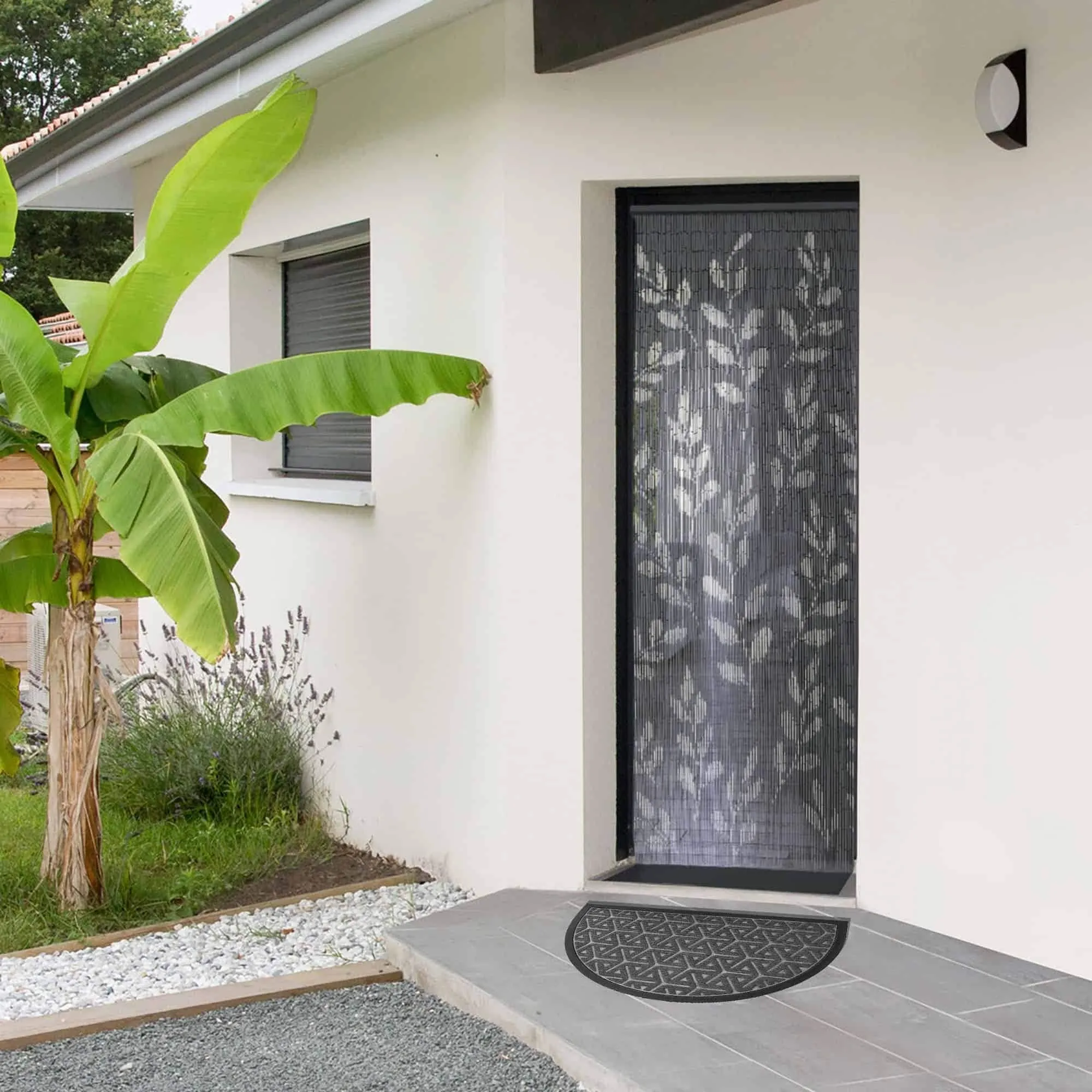 Half-Round Door Mat Heavy Duty Non-Slip Low Profile 30x18 In