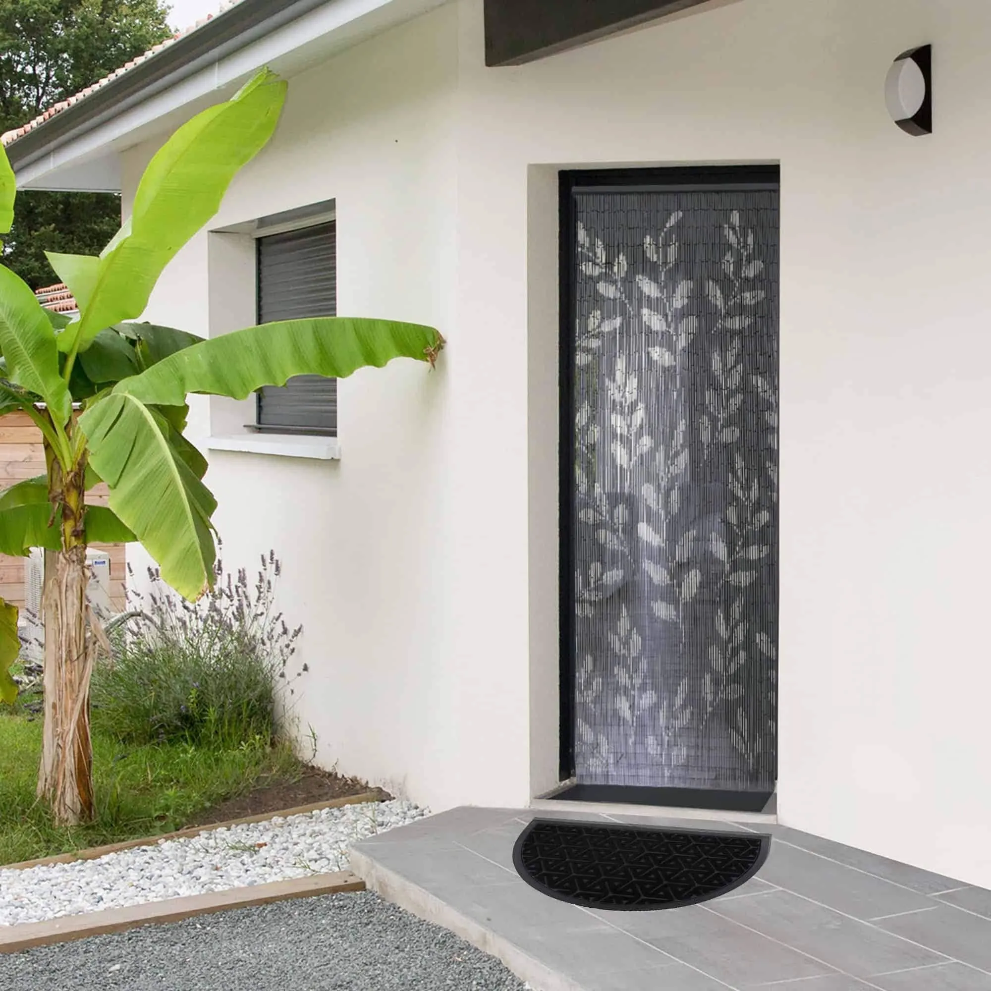 Half-Round Door Mat Heavy Duty Non-Slip Low Profile 30x18 In