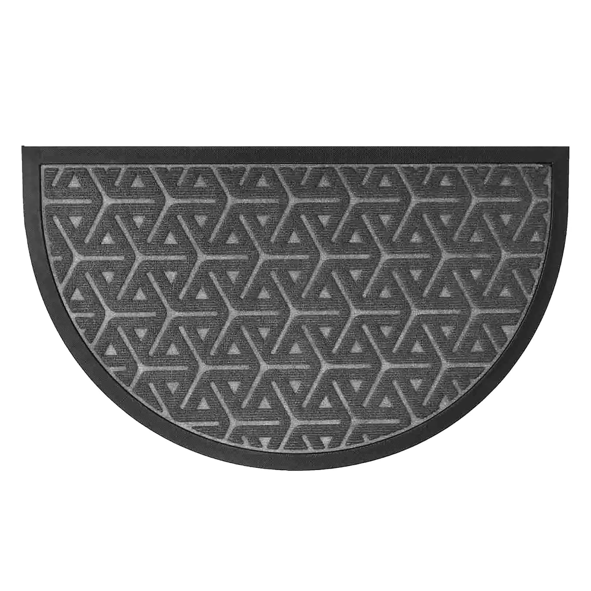 Half-Round Door Mat Heavy Duty Non-Slip Low Profile 30x18 In