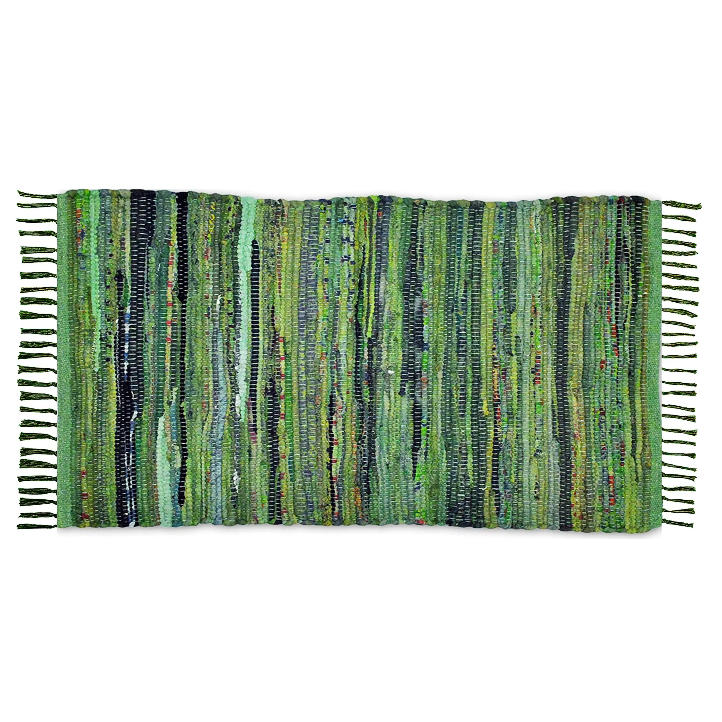 Hand-Knotted Colorful Cotton Indoor Outdoor Area Rug 3'X5' | 36''x60'' Washable Reversible with Tassels