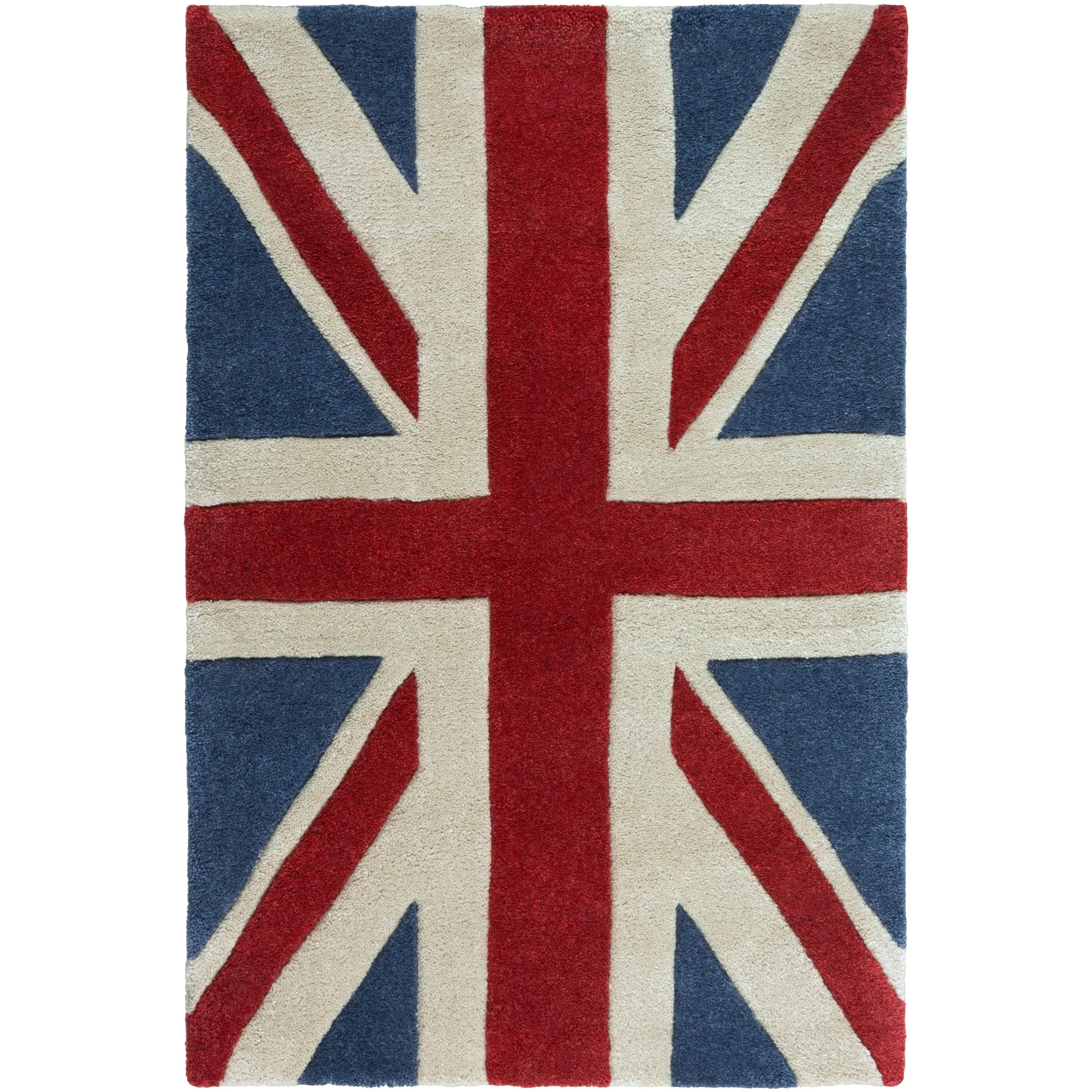 Hand-tufted Union Jack Novelty Contemporary Accent Area Rug