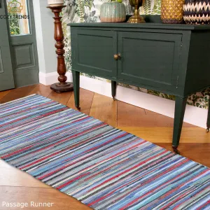 Hand Woven Bohemian Cotton Chindi Rugs. Floor Rectangle Rug. Bed Side Rugs Runner. Hallway Rug . Yoga Mat| 24''x72''