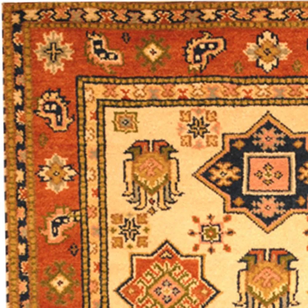 Handmade Kazak Wool Rug (India) - 4' x 6'
