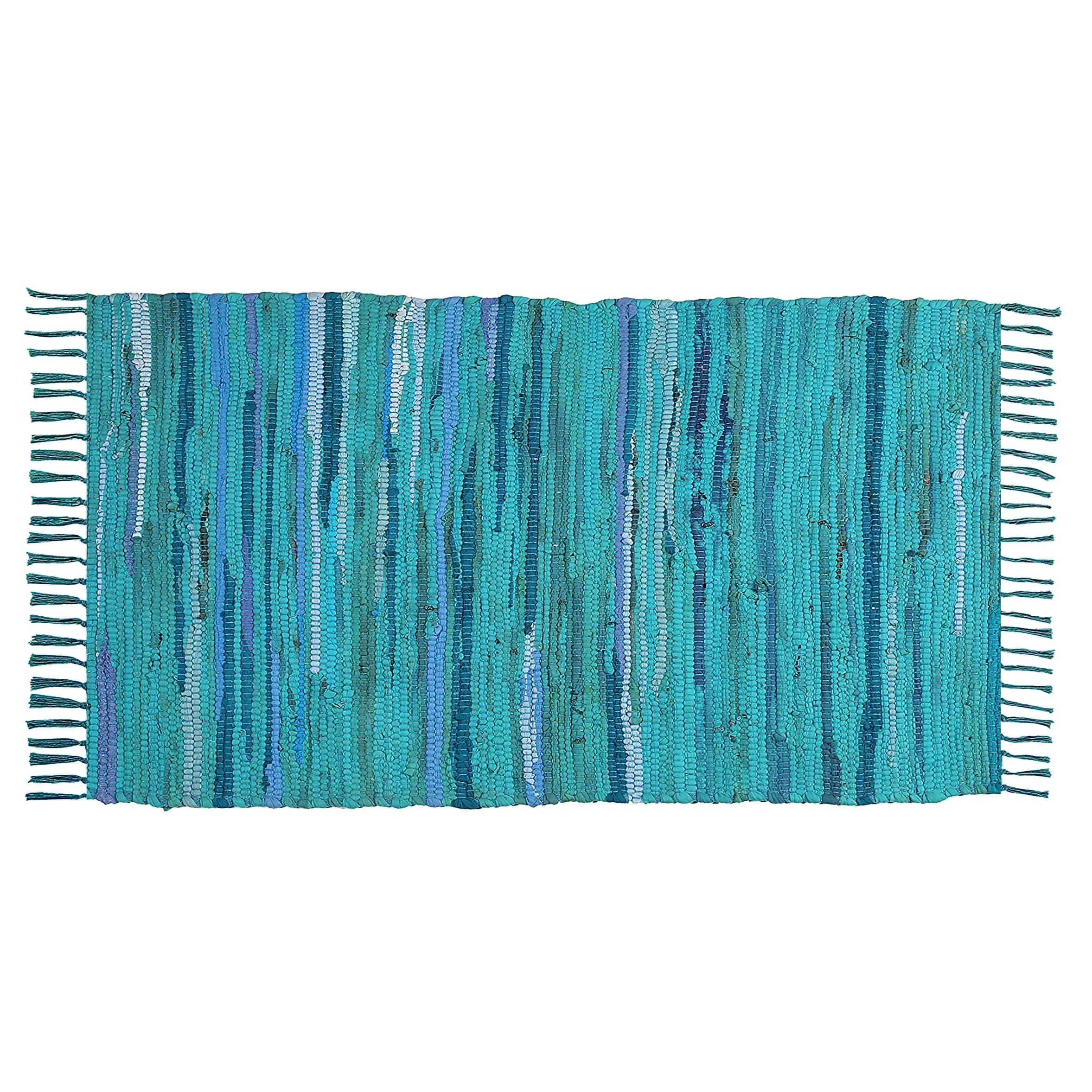 Handmade Rag Rug Mat. 3'x5'. Cotton. Chindi Dhurrie. Traditional Indian. Multicolor. Washable . Gifts. Bohemian 36''x60''