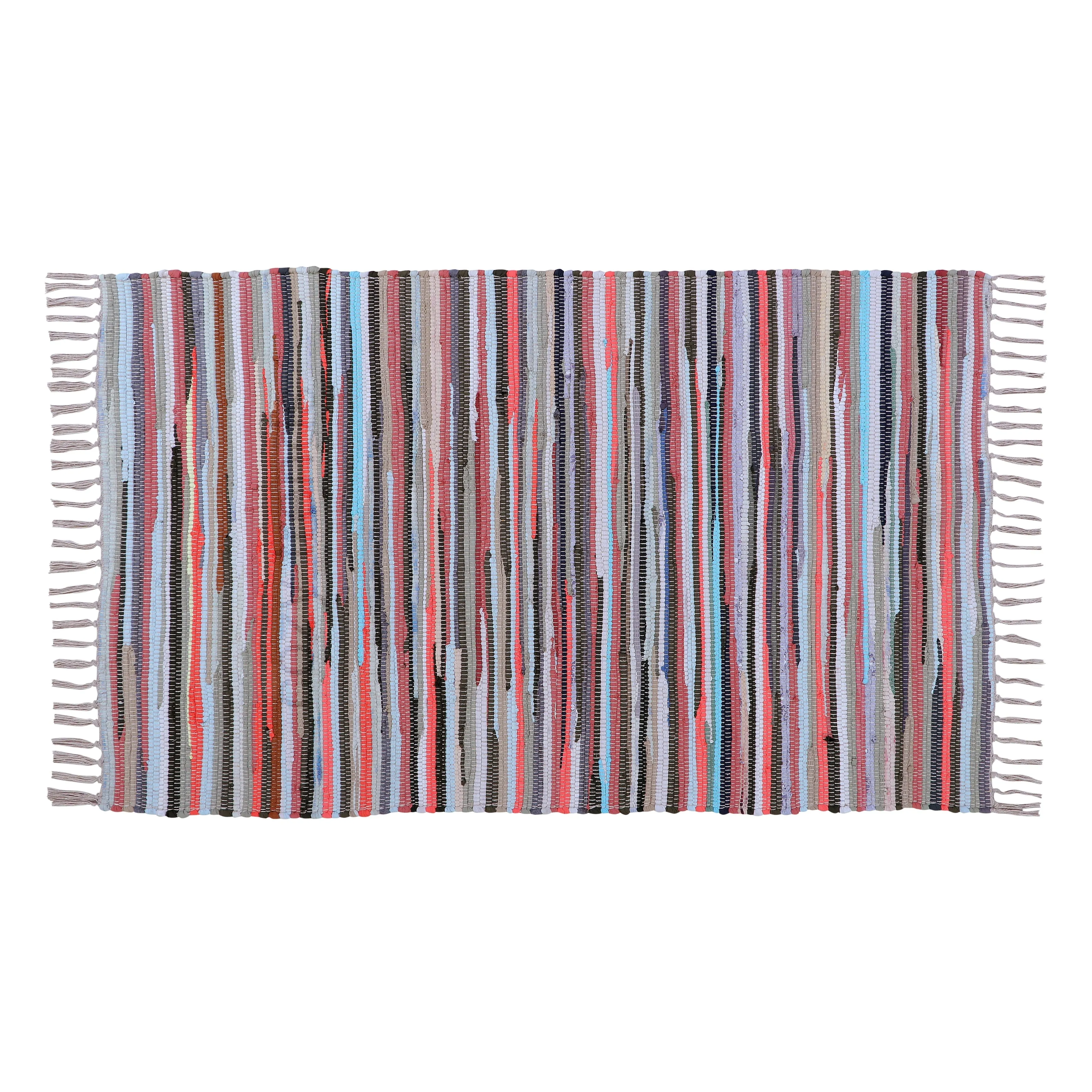 Handmade Rag Rug Mat. 3'x5'. Cotton. Chindi Dhurrie. Traditional Indian. Multicolor. Washable . Gifts. Bohemian 36''x60''