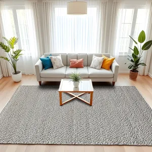 Handmade Wool Rug Pitloom Ivory Contemporary For Living Room & Bedroom