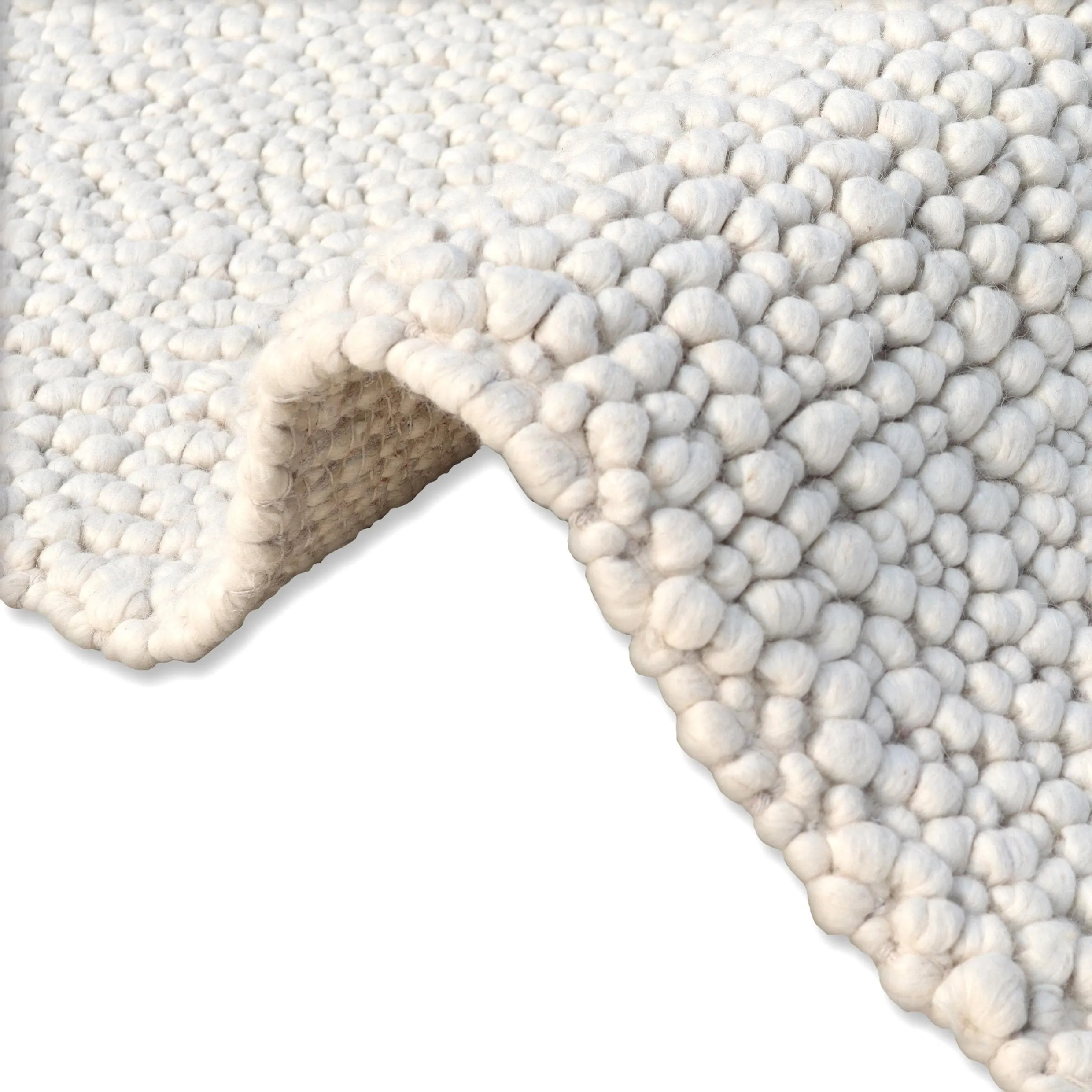 Handmade Wool Rug Pitloom Ivory Contemporary For Living Room & Bedroom