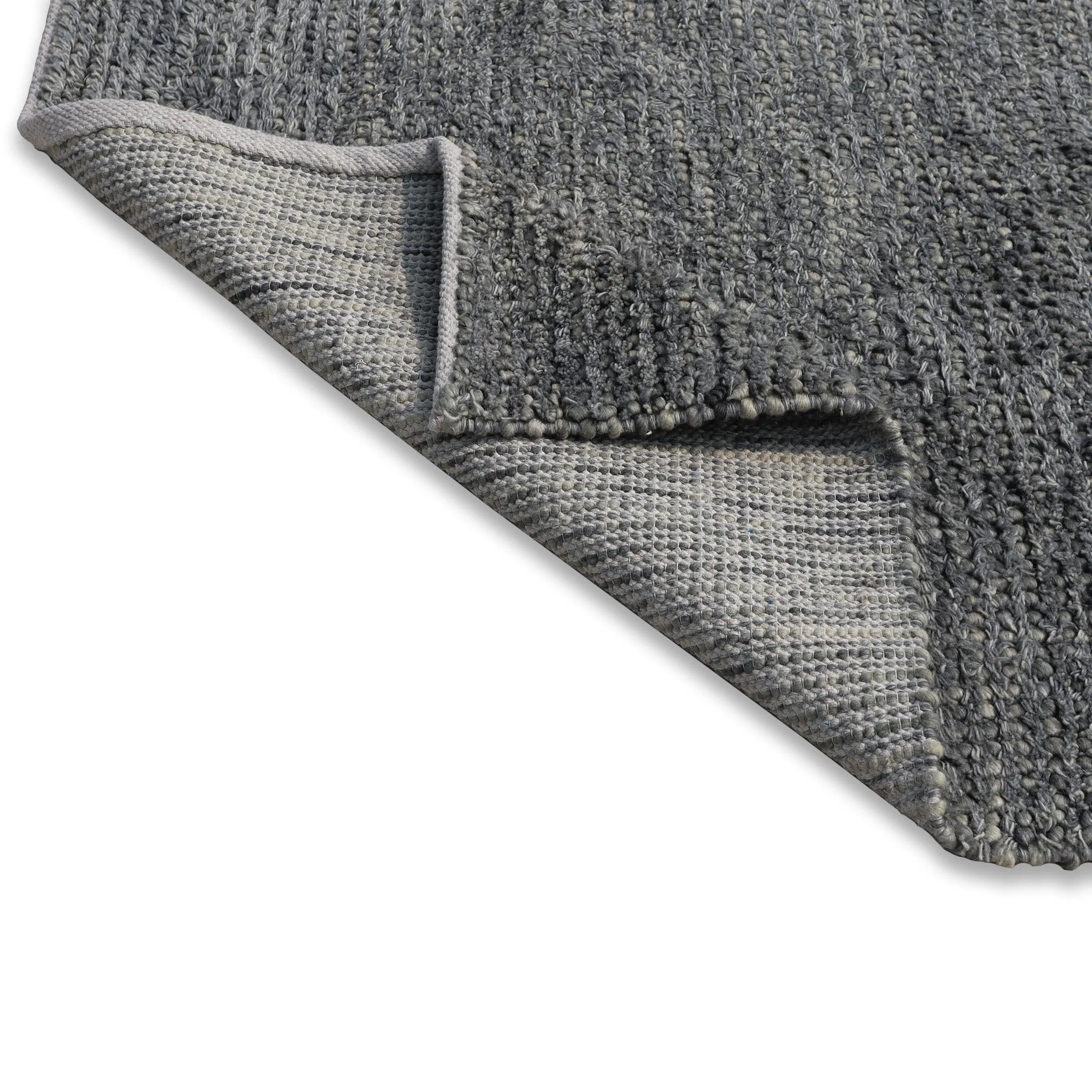Handwoven Grey Moroccan Bubble Medium Loop Pile Weave Indoor Wool Rug