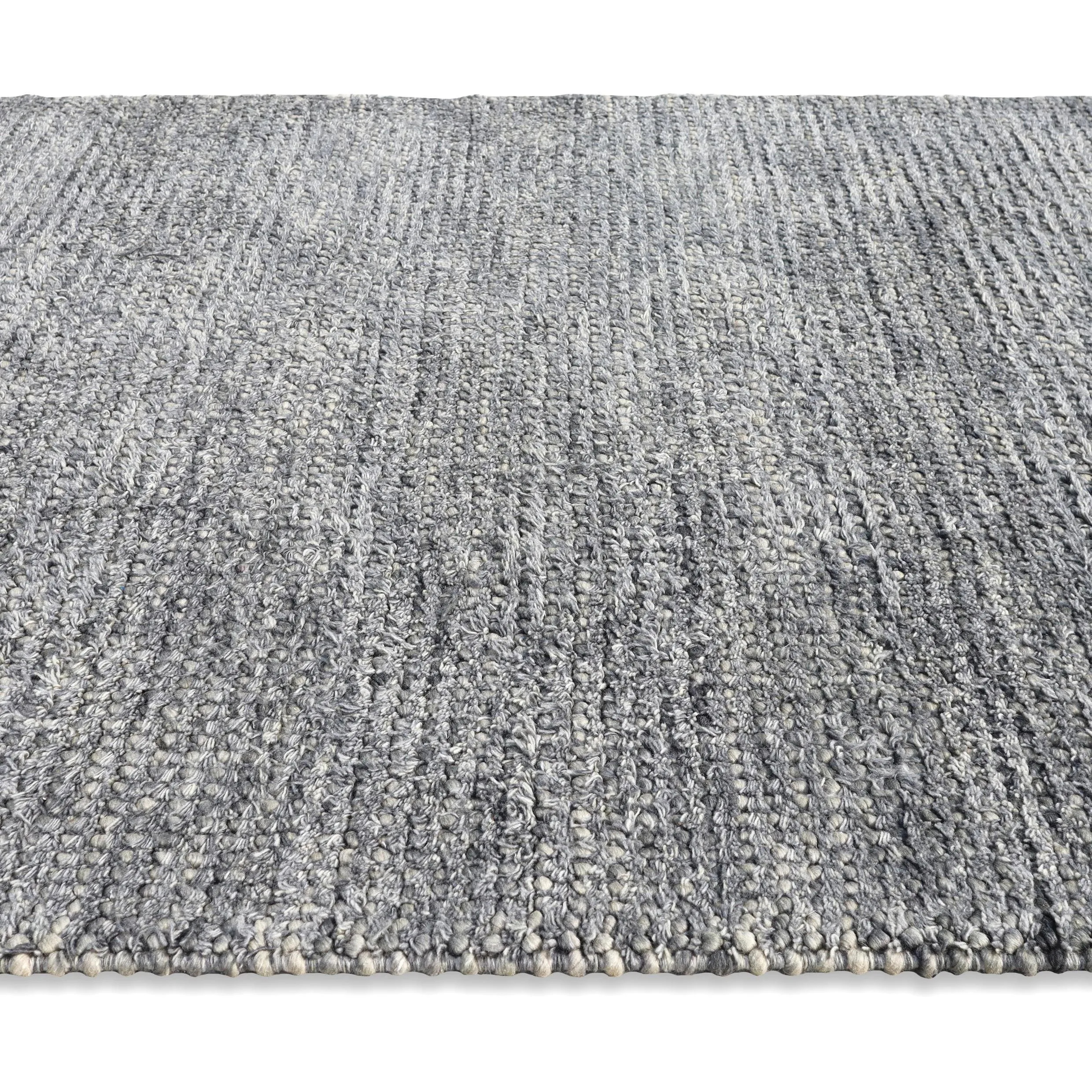 Handwoven Grey Moroccan Bubble Medium Loop Pile Weave Indoor Wool Rug