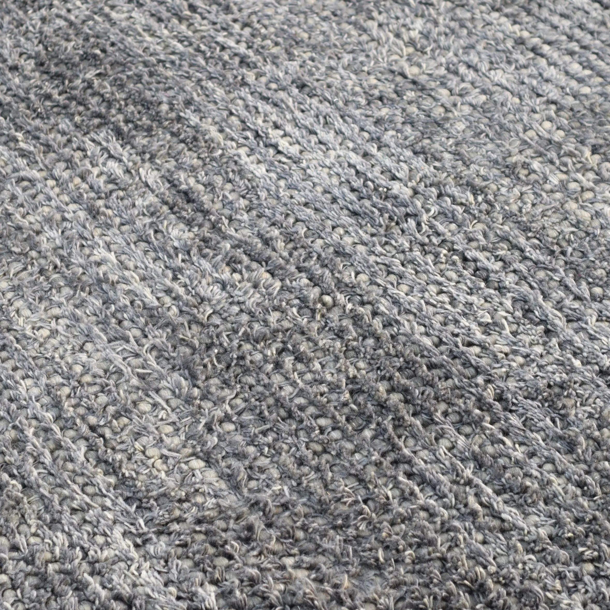 Handwoven Grey Moroccan Bubble Medium Loop Pile Weave Indoor Wool Rug
