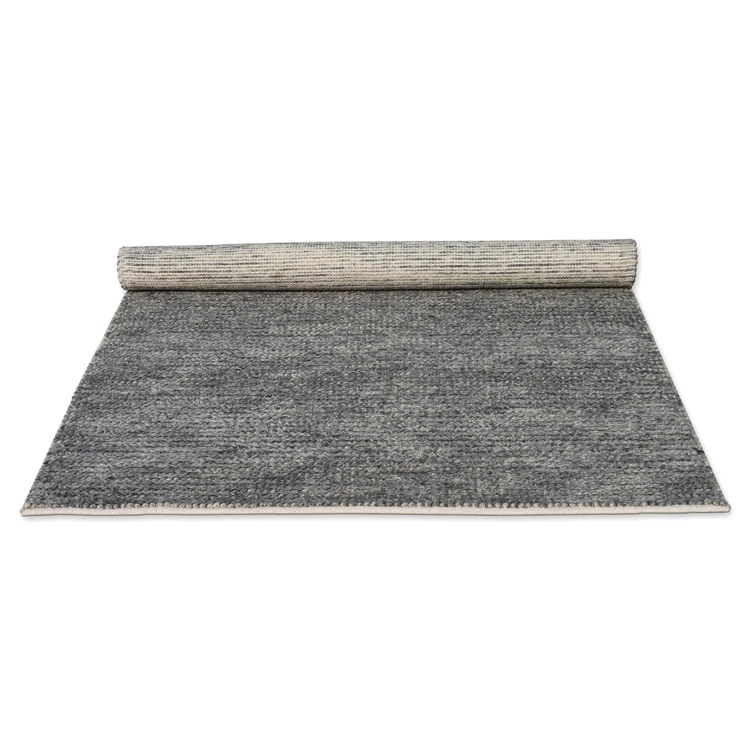 Handwoven Grey Moroccan Bubble Medium Loop Pile Weave Indoor Wool Rug