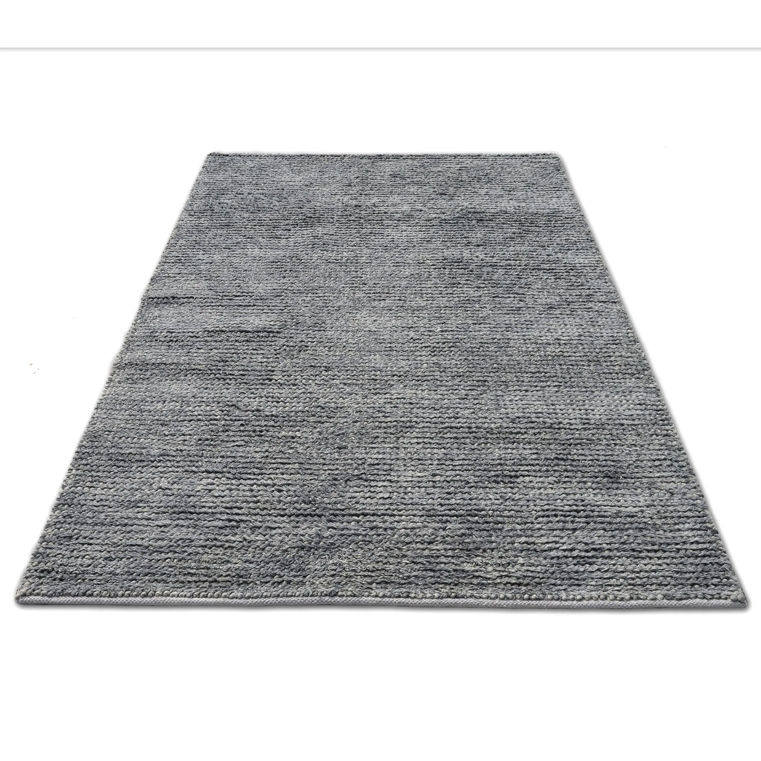 Handwoven Grey Moroccan Bubble Medium Loop Pile Weave Indoor Wool Rug