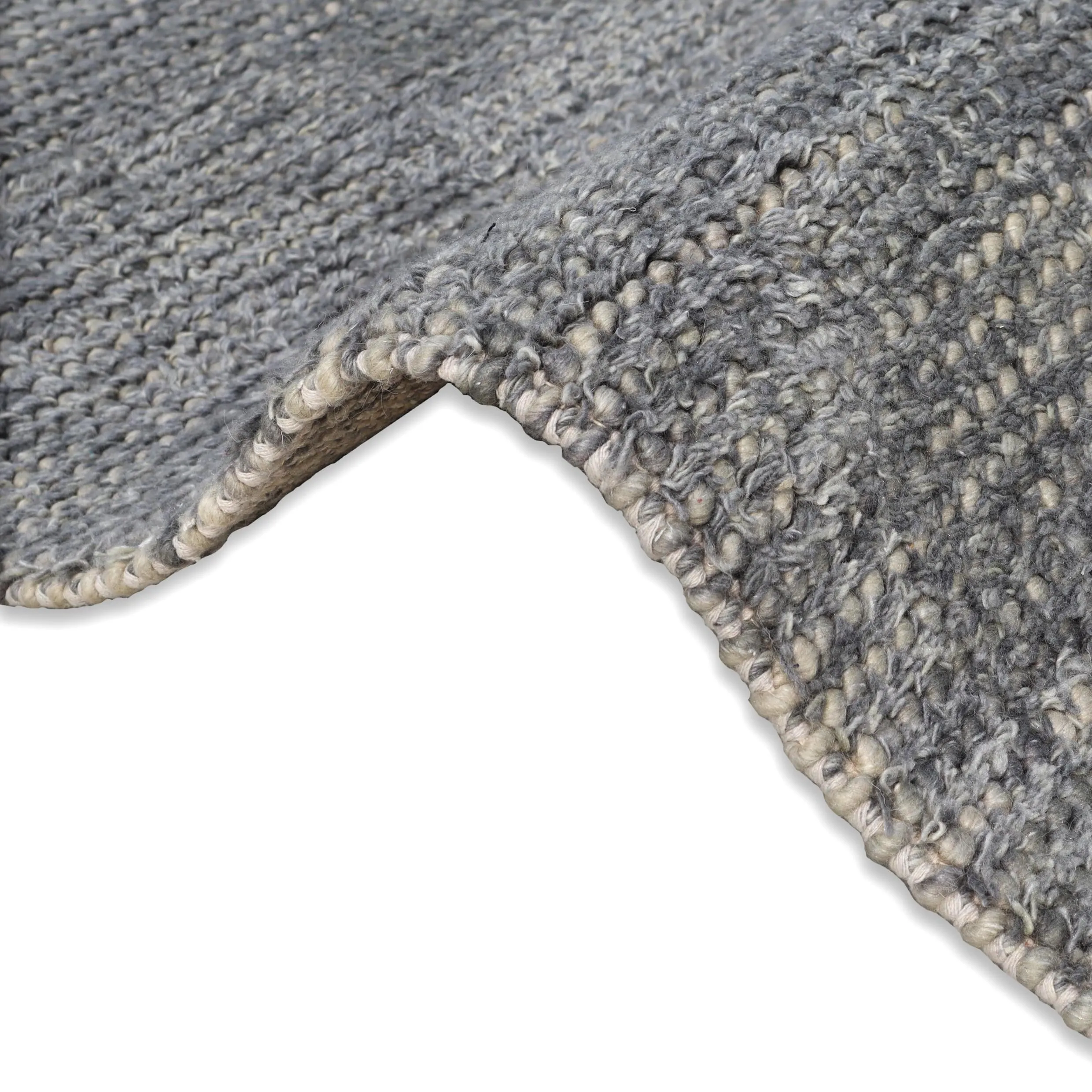 Handwoven Grey Moroccan Bubble Medium Loop Pile Weave Indoor Wool Rug