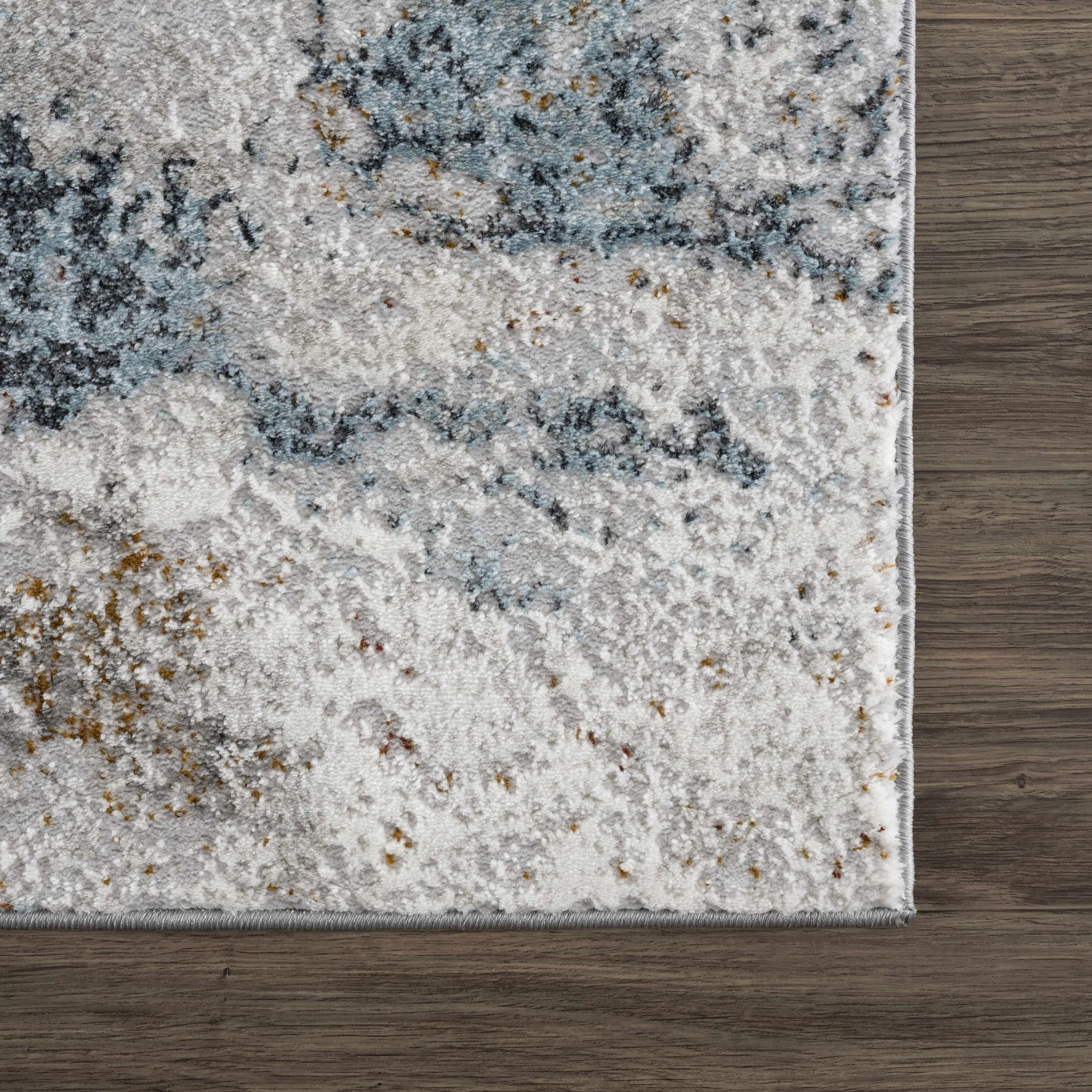 Hauteloom Liverpool Living Room. Bedroom Area Rug - Contemporary - Charcoal.Light Blue.Light Gray - 9'2 x 12'