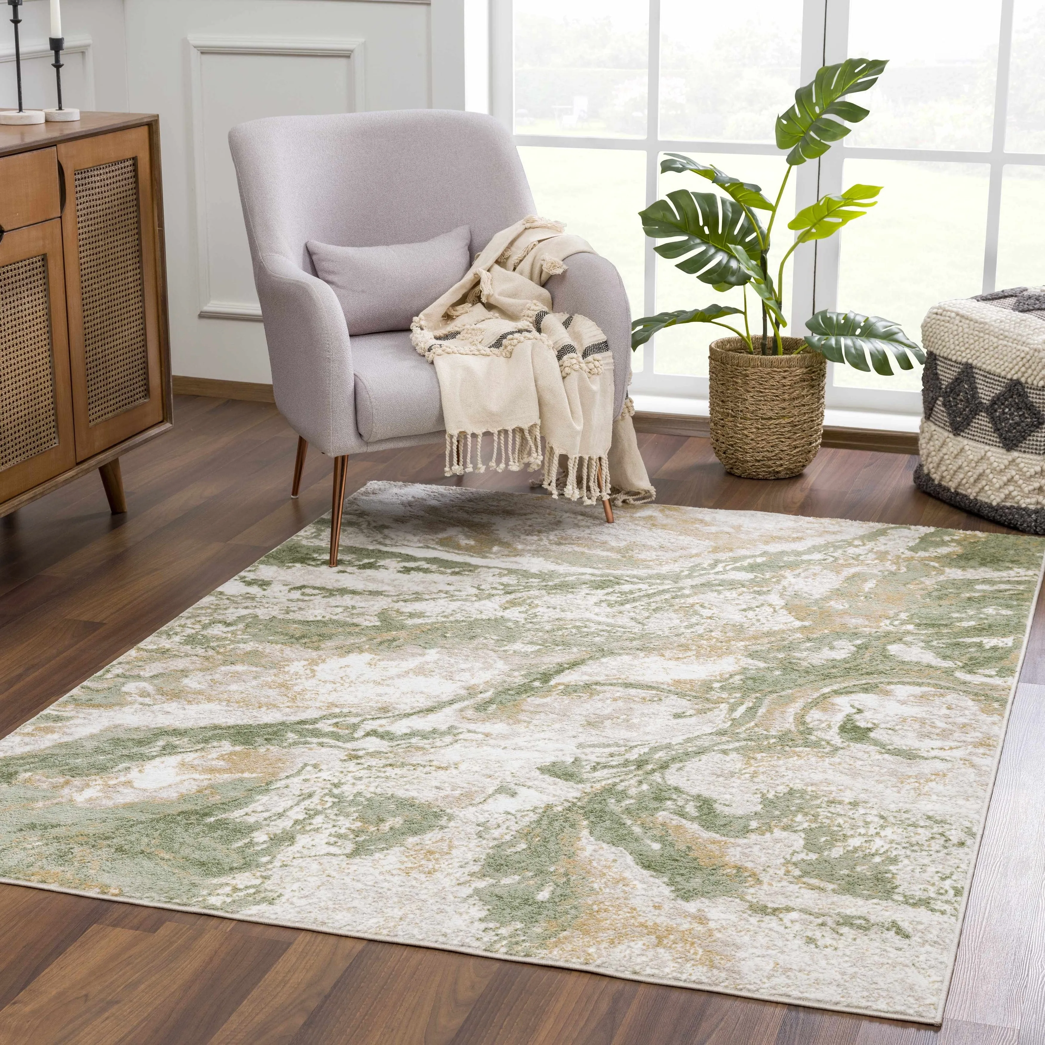 Hauteloom Liverpool Living Room. Bedroom Area Rug - Contemporary - Charcoal.Light Blue.Light Gray - 9'2 x 12'