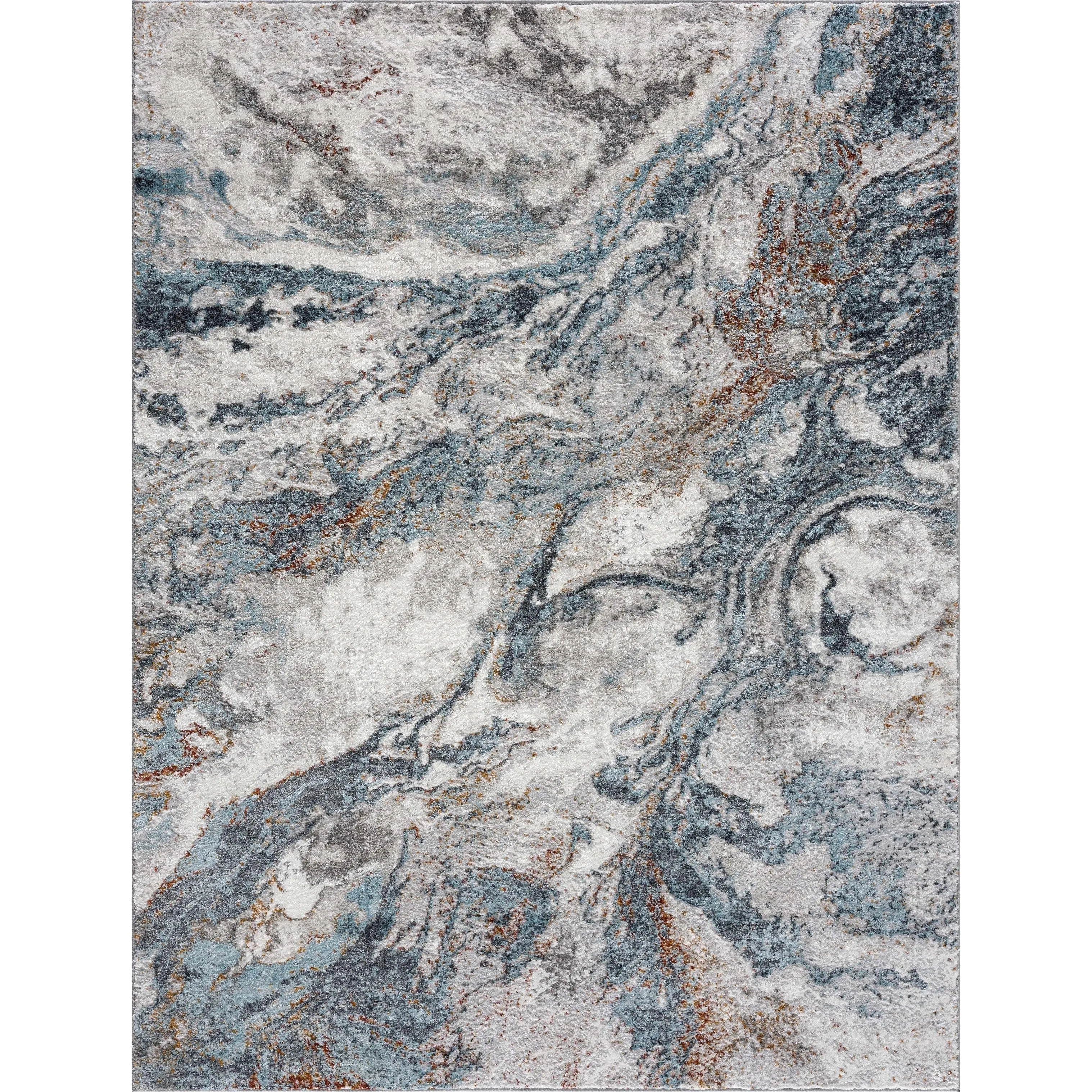 Hauteloom Liverpool Living Room. Bedroom Area Rug - Contemporary - Charcoal.Light Blue.Light Gray - 9'2 x 12'