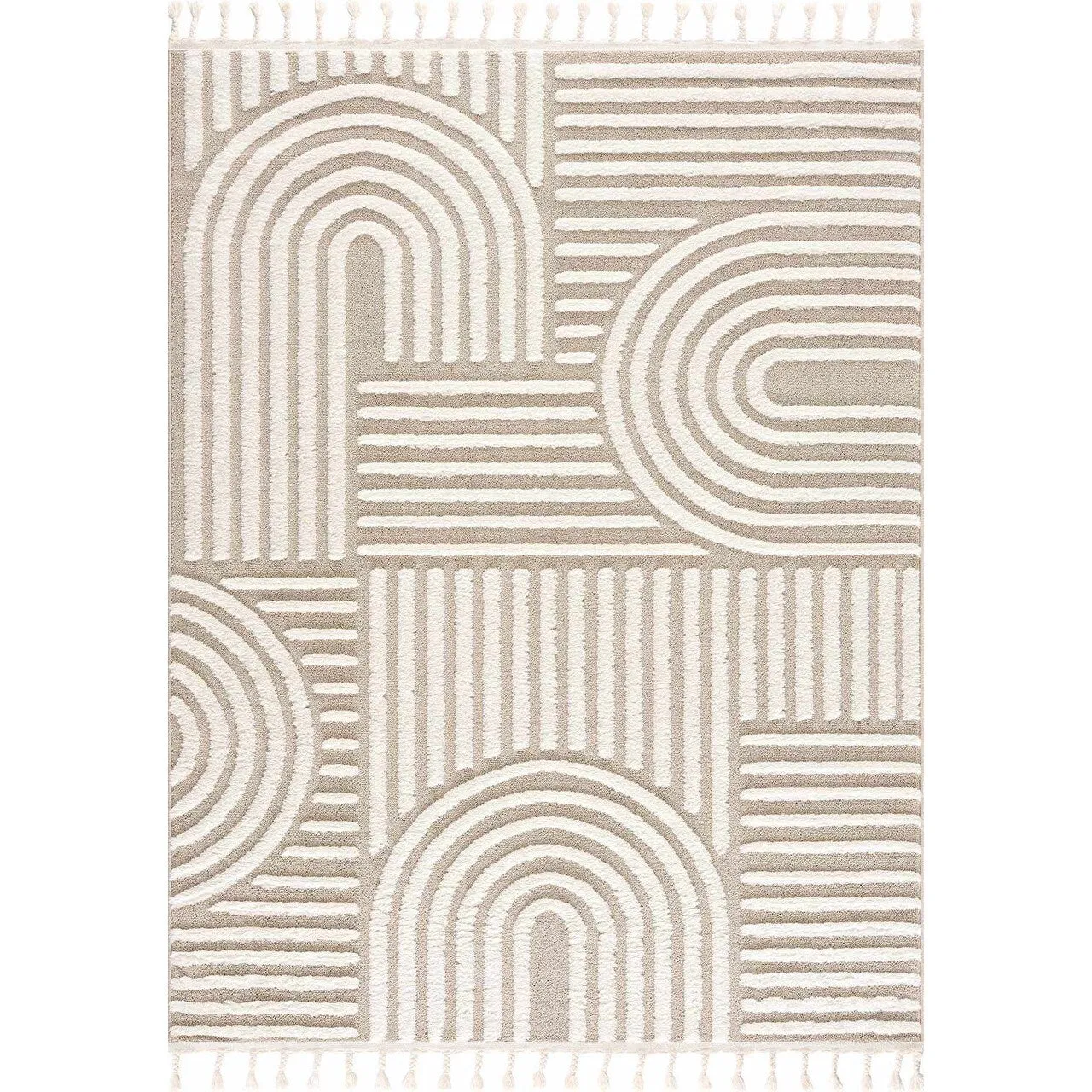 Hauteloom Moisen Geometric Modern Contemporary Beige Area Rug