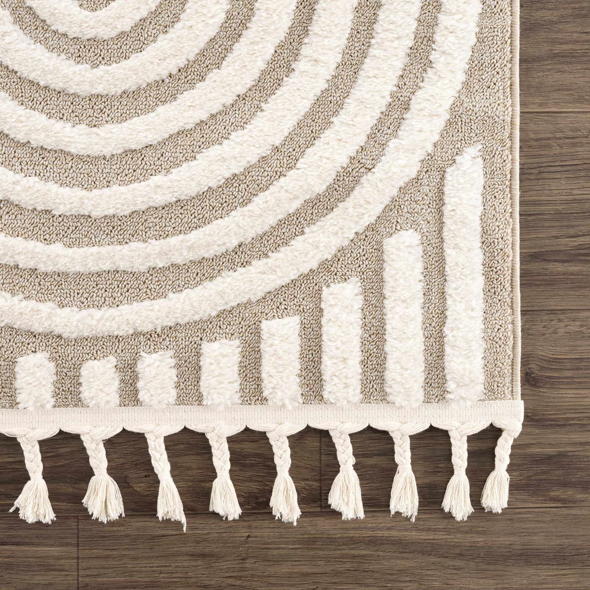 Hauteloom Moisen Geometric Modern Contemporary Beige Area Rug