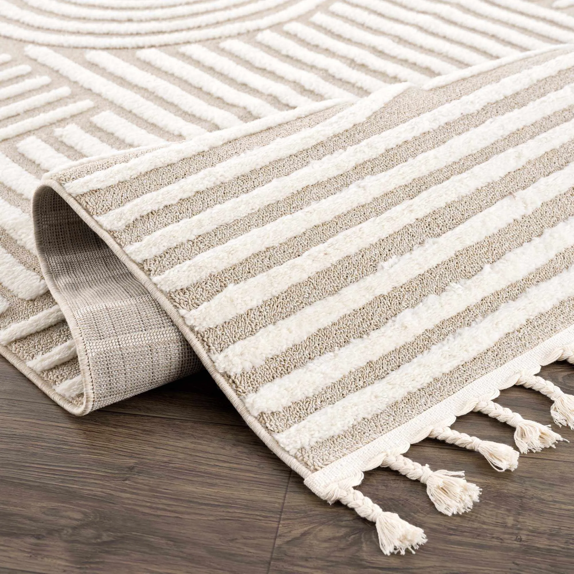 Hauteloom Moisen Geometric Modern Contemporary Beige Area Rug