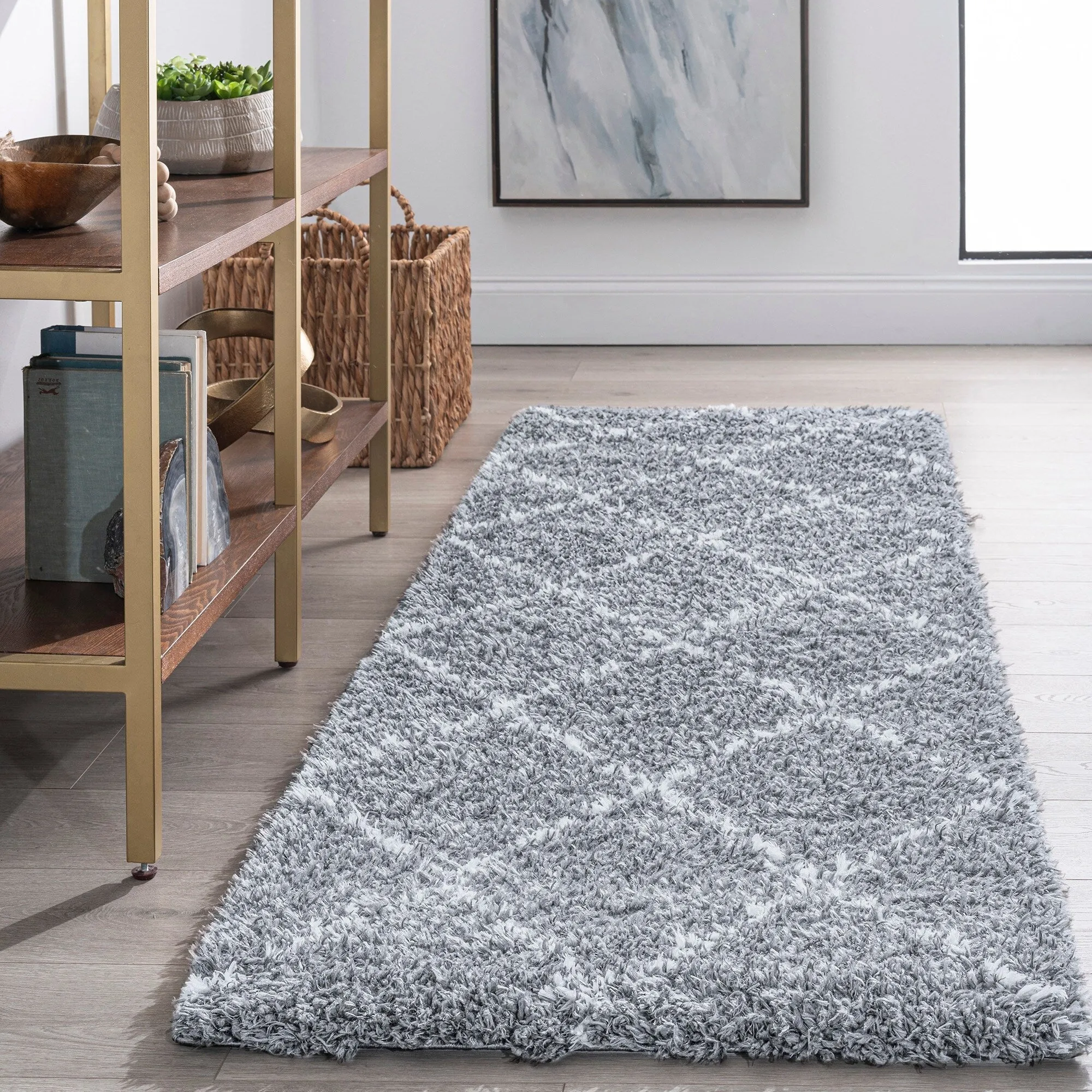 Heartfelt Shag Modern & Contemporary Diamond Indoor Area Rug