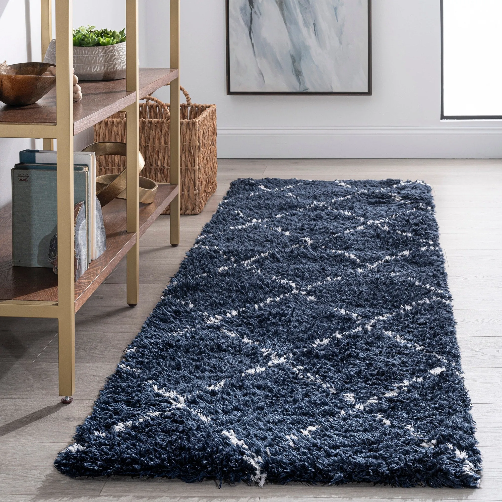 Heartfelt Shag Modern & Contemporary Diamond Indoor Area Rug
