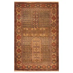 HERAT ORIENTAL Handmade One-of-a-Kind Balouchi 1940's Wool Rug - 3'1 x 4'9