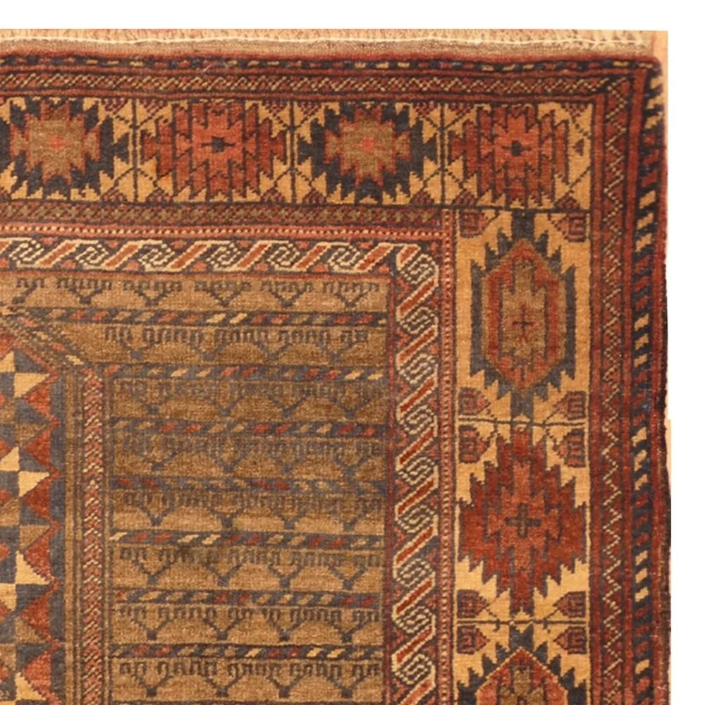 HERAT ORIENTAL Handmade One-of-a-Kind Balouchi 1940's Wool Rug - 3'1 x 4'9