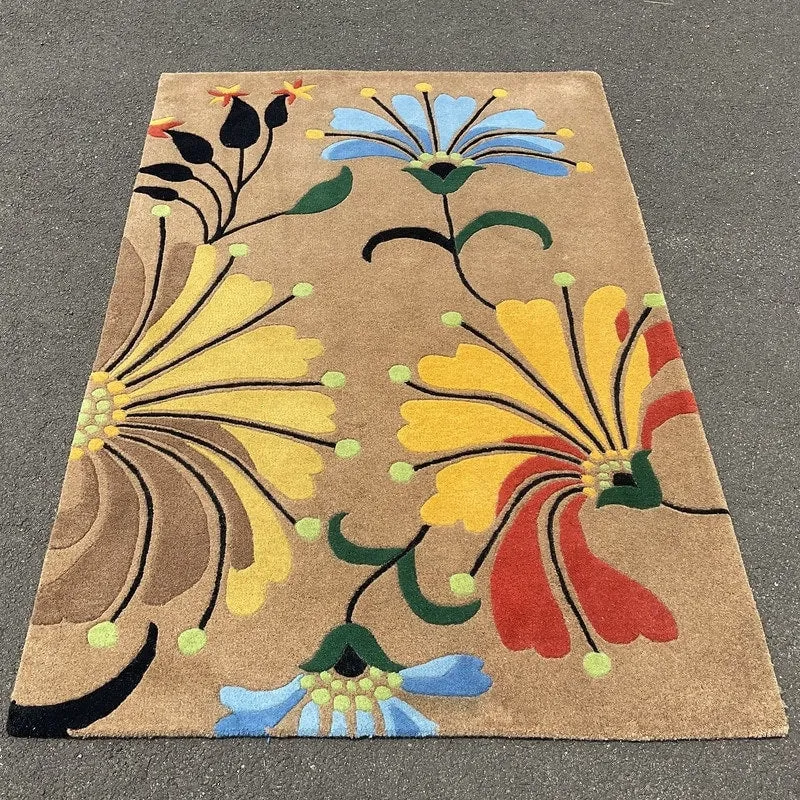 HERAT ORIENTAL Handmade Tibetan Geometric Floral Wool Rug