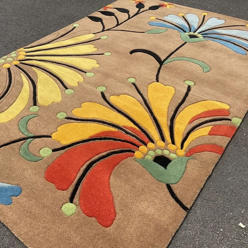 HERAT ORIENTAL Handmade Tibetan Geometric Floral Wool Rug