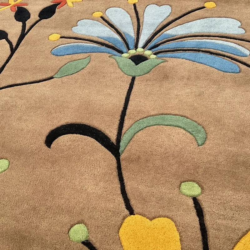 HERAT ORIENTAL Handmade Tibetan Geometric Floral Wool Rug