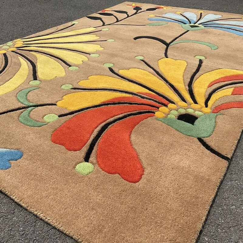 HERAT ORIENTAL Handmade Tibetan Geometric Floral Wool Rug
