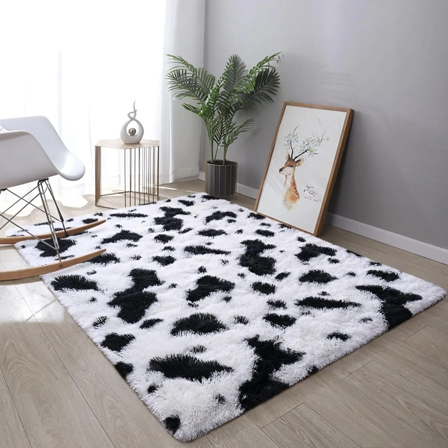 High Pile Shag Moroccan Geometric Rugs Non-Slip Indoor Floor Carpet Washable