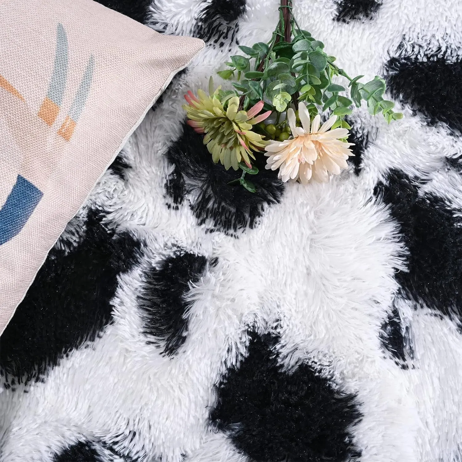 High Pile Shag Moroccan Geometric Rugs Non-Slip Indoor Floor Carpet Washable