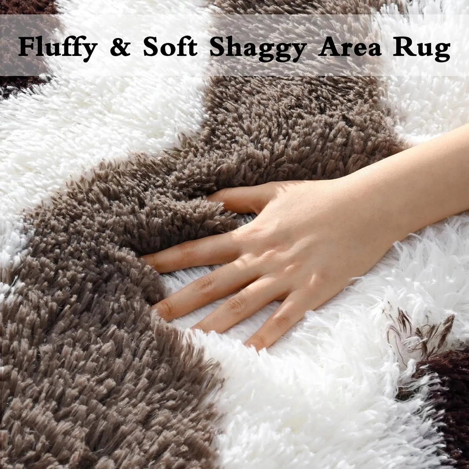 High Pile Shag Moroccan Geometric Rugs Non-Slip Indoor Floor Carpet Washable