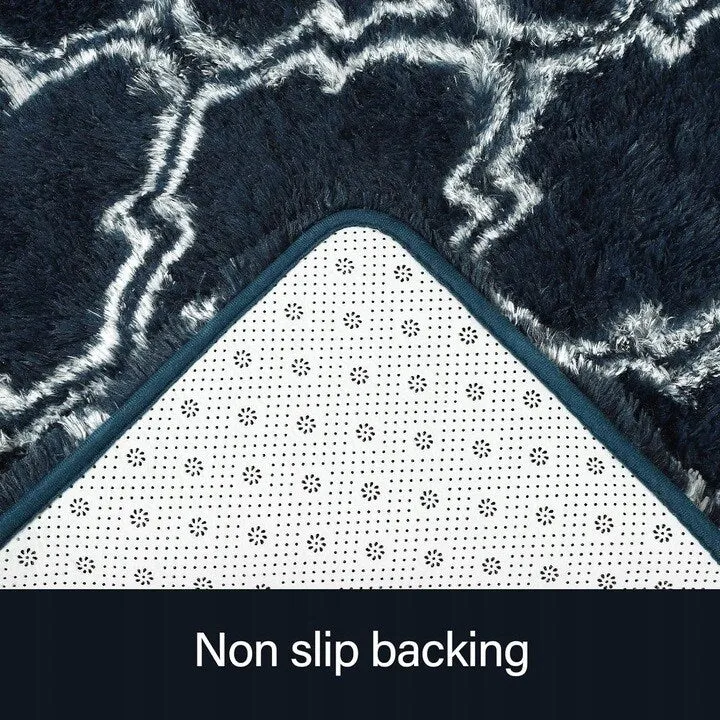 High Pile Shag Moroccan Geometric Rugs Non-Slip Indoor Floor Carpet Washable