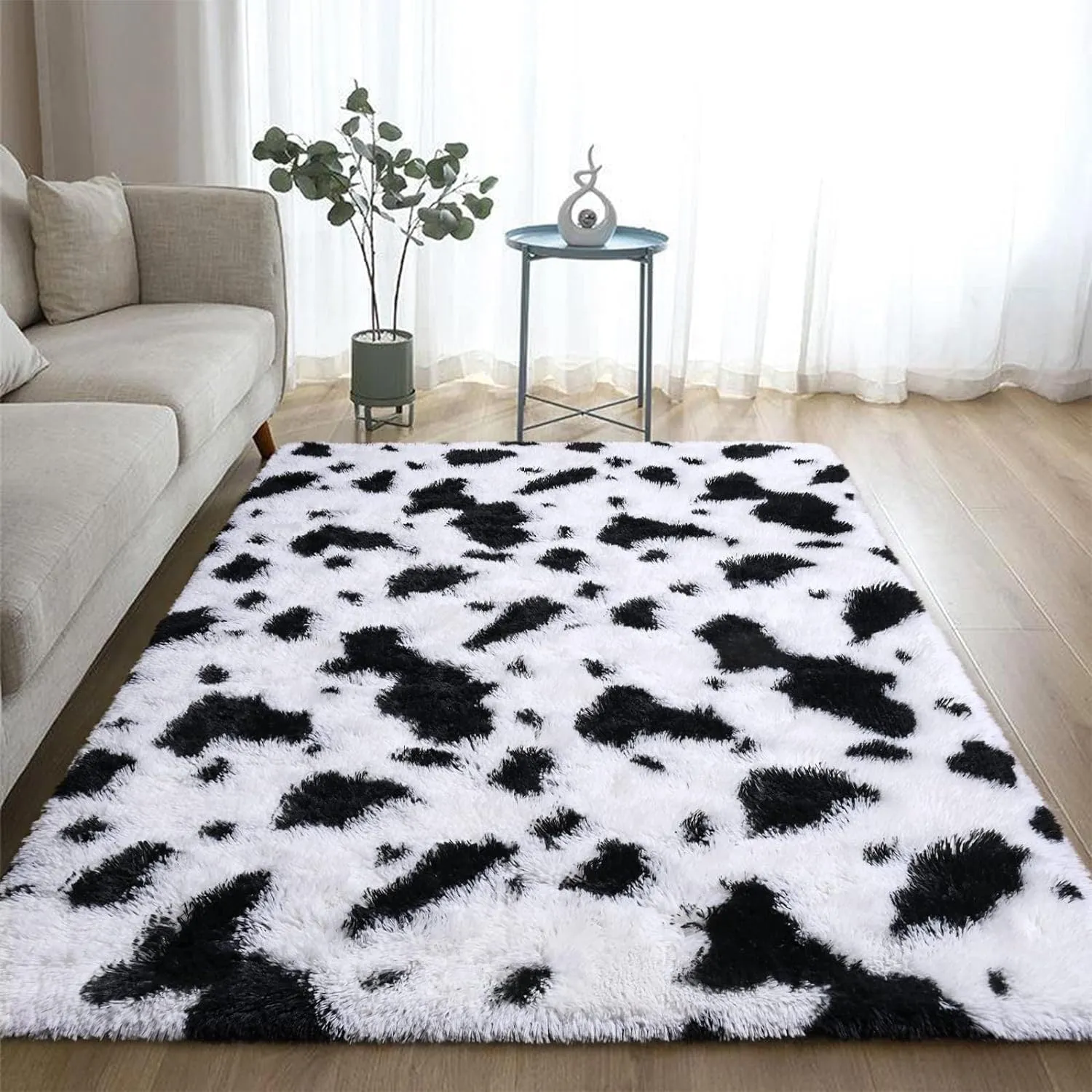 High Pile Shag Moroccan Geometric Rugs Non-Slip Indoor Floor Carpet Washable
