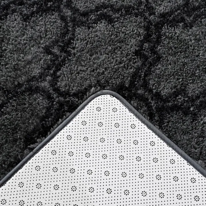 High Pile Shag Moroccan Geometric Rugs Non-Slip Indoor Floor Carpet Washable