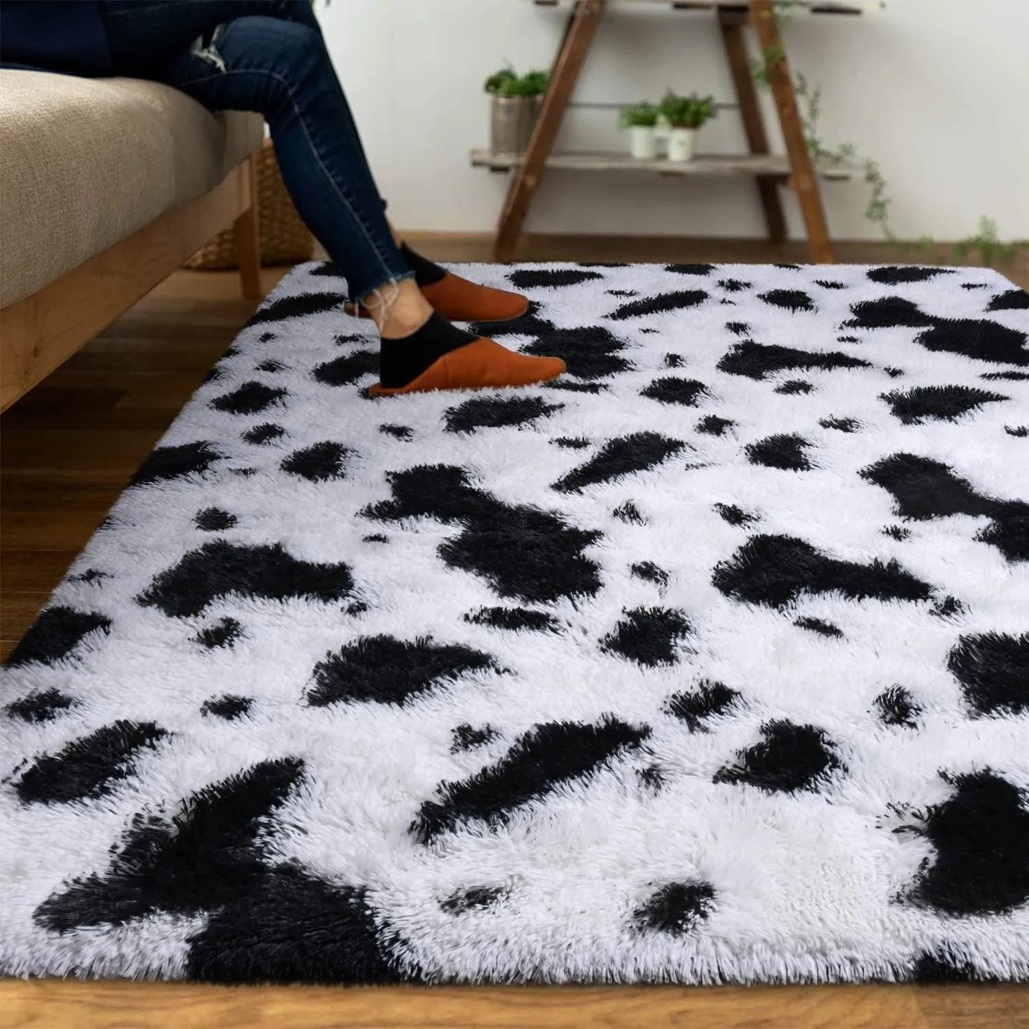 High Pile Shag Moroccan Geometric Rugs Non-Slip Indoor Floor Carpet Washable