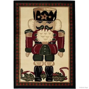 High Quality Woven Christmas Nutcracker with Diamond Design Border Area Rug - 4' 7 x 3' 3