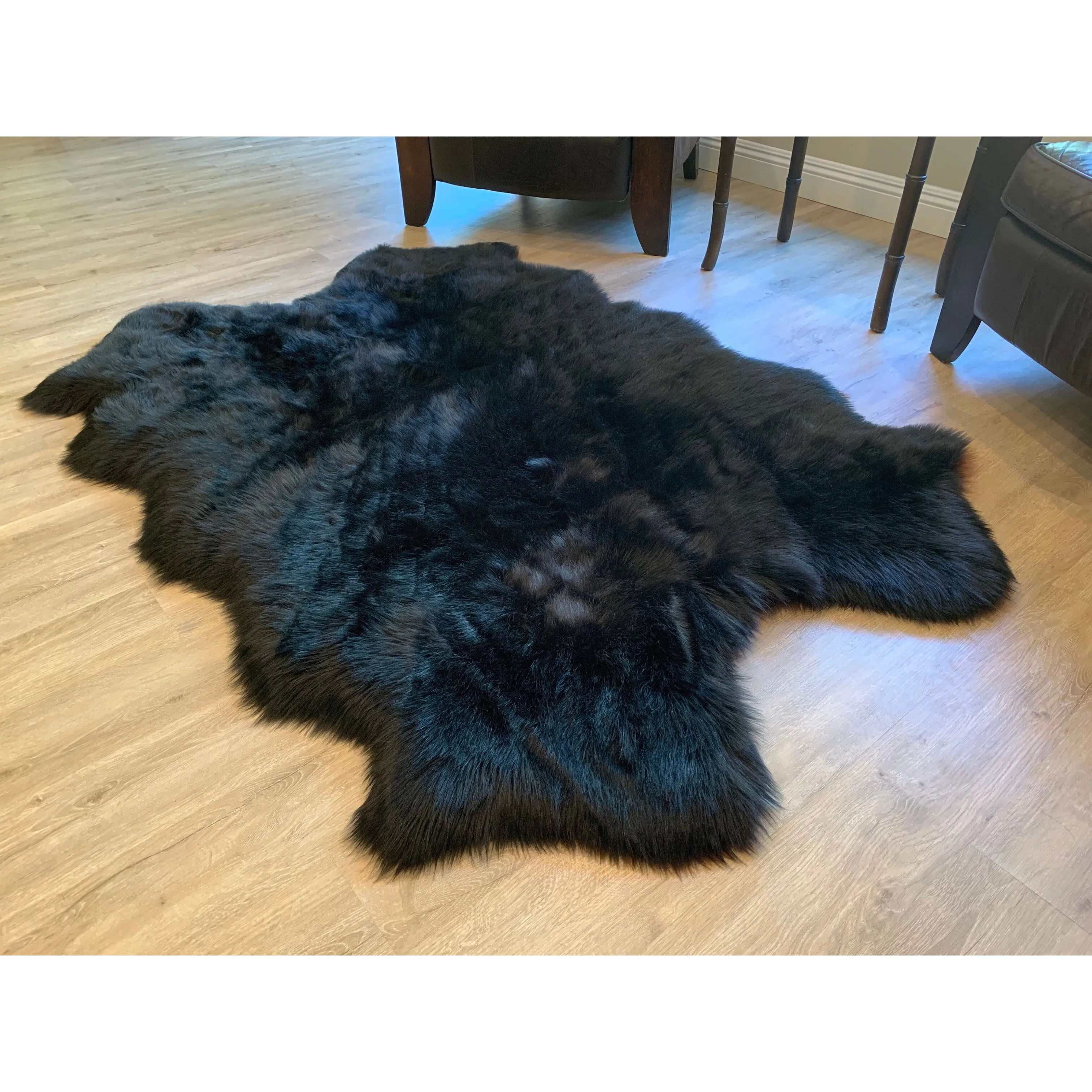 Highland Select Natural Long Wool Sheepskin 4 Pelt Shag Rug - 3'6 x 5'6
