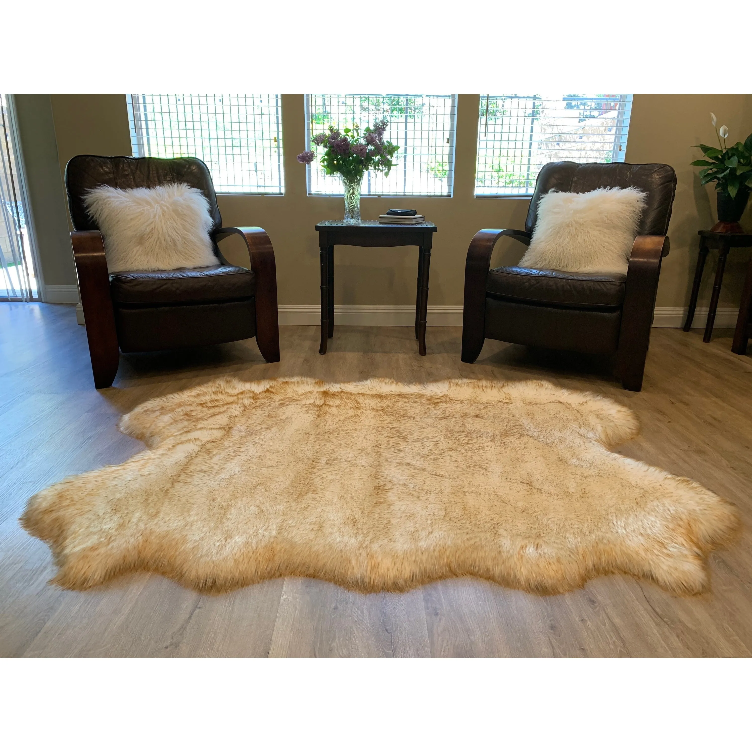 Highland Select Natural Long Wool Sheepskin 4 Pelt Shag Rug - 3'6 x 5'6