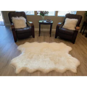Highland Select Natural Long Wool Sheepskin 4 Pelt Shag Rug - 3'6 x 5'6