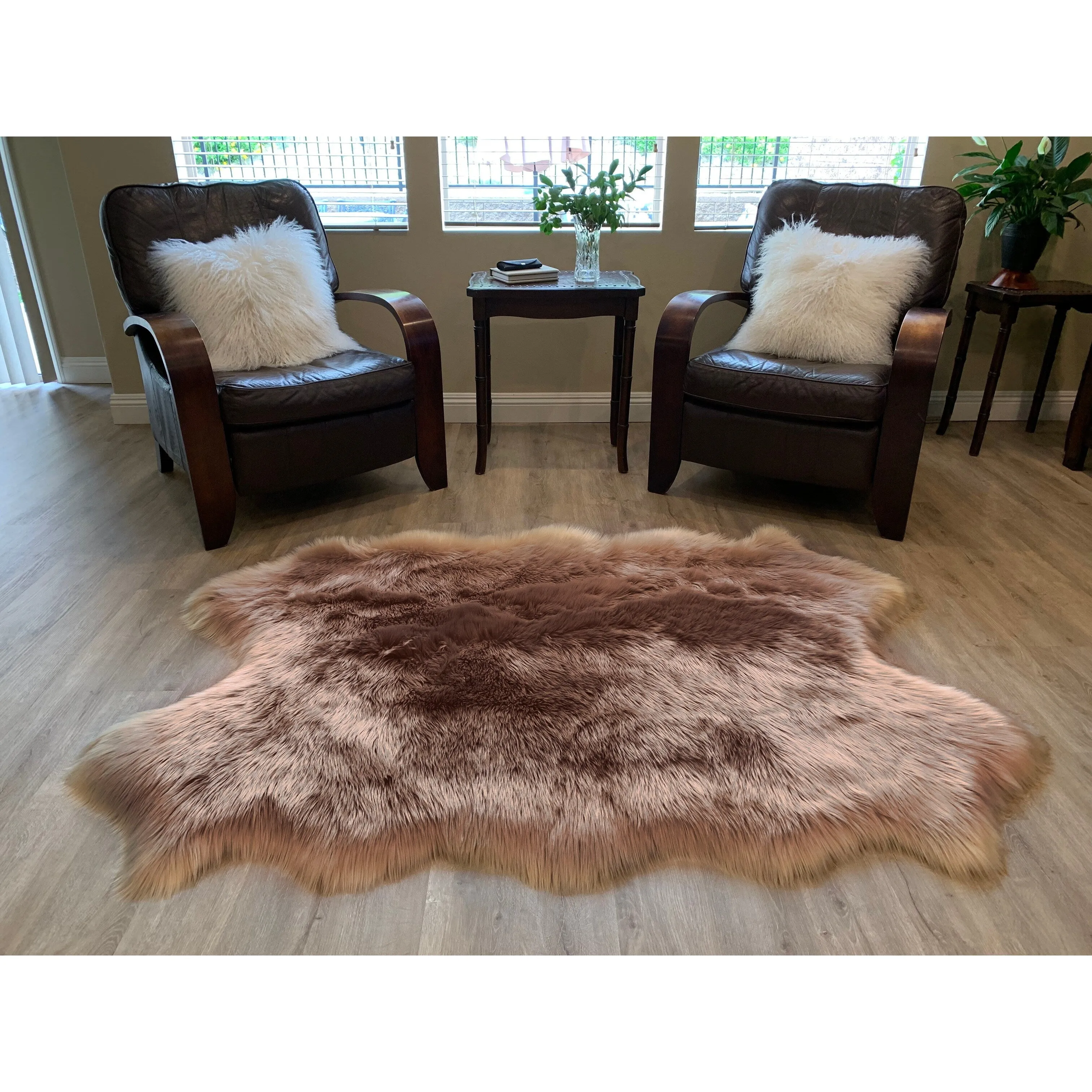 Highland Select Natural Long Wool Sheepskin 4 Pelt Shag Rug - 3'6 x 5'6