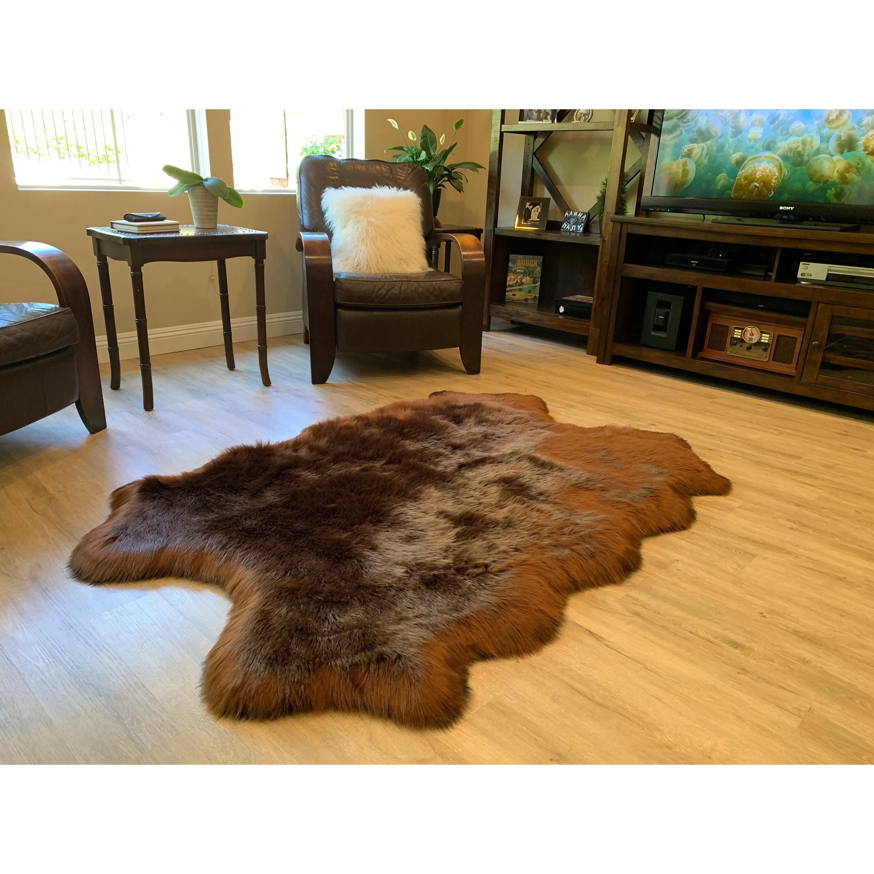 Highland Select Natural Long Wool Sheepskin 4 Pelt Shag Rug - 3'6 x 5'6