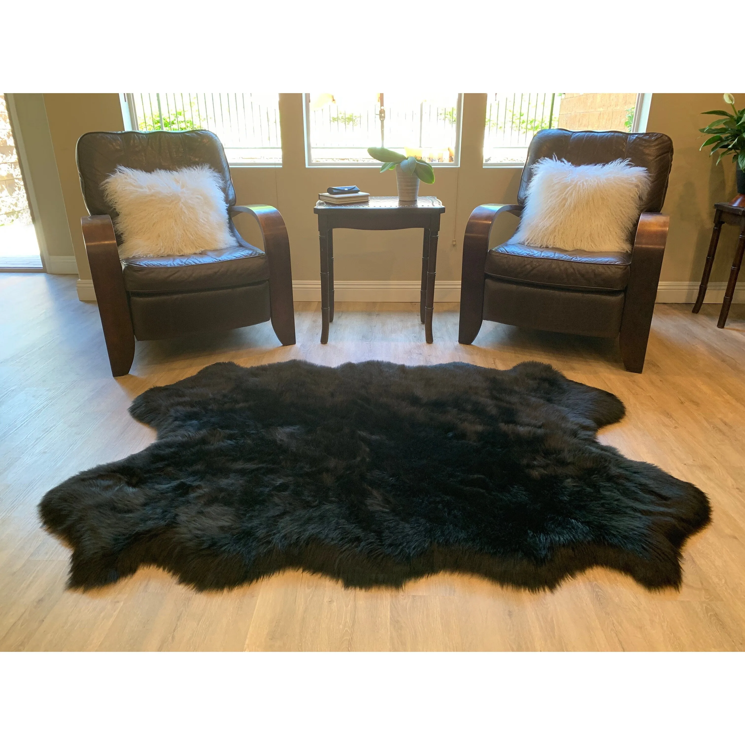 Highland Select Natural Long Wool Sheepskin 4 Pelt Shag Rug - 3'6 x 5'6