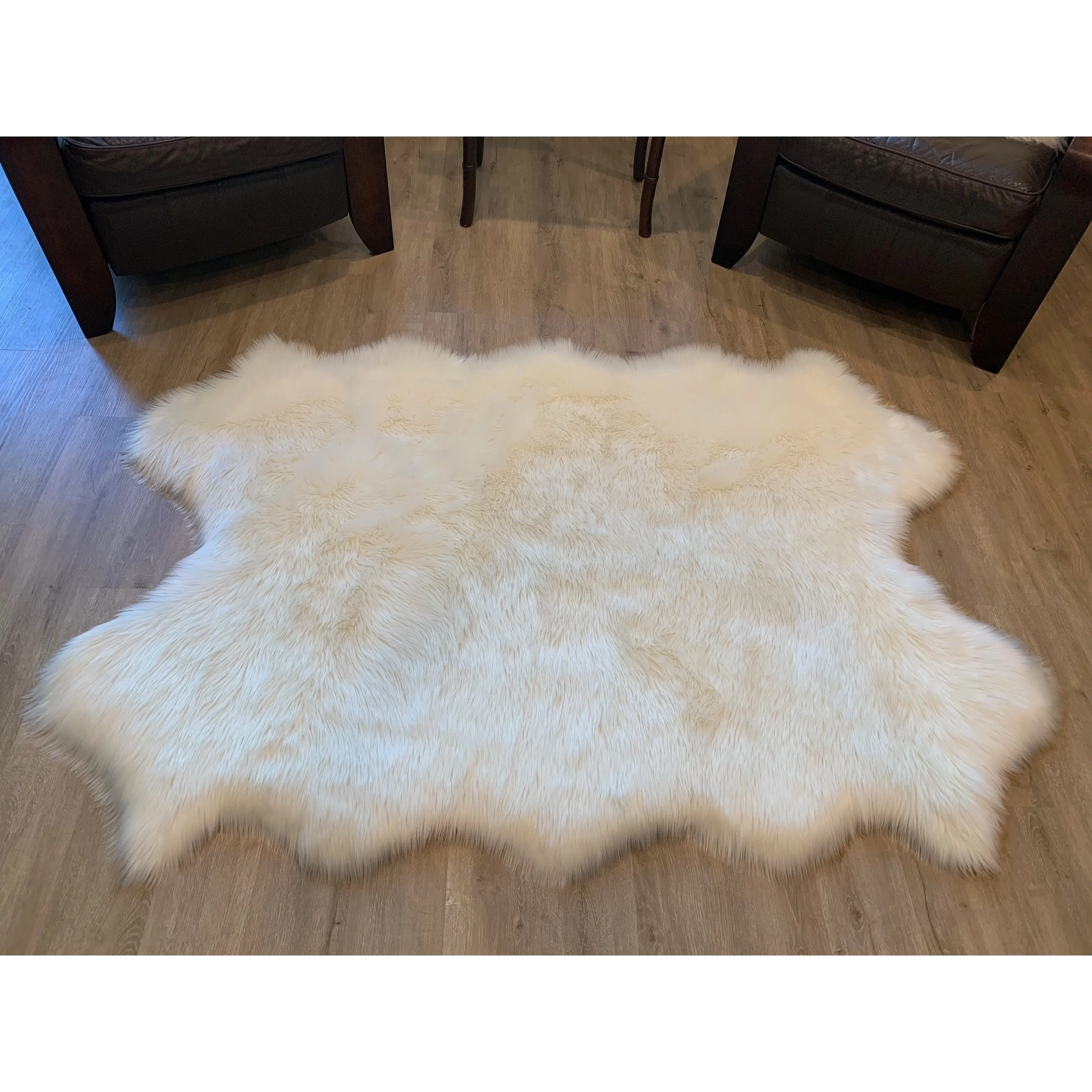 Highland Select Natural Long Wool Sheepskin 4 Pelt Shag Rug - 3'6 x 5'6